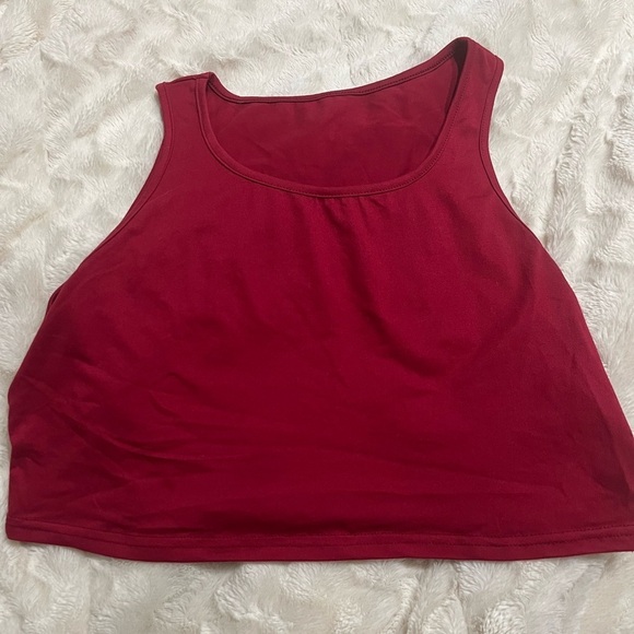None Tops - Red Sleeveless Crop Tank Top